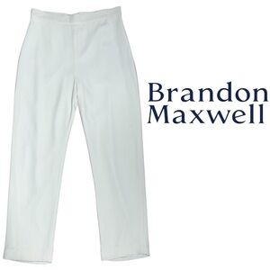 Brandon Maxwell White High Waist Slim Cigarette Fit Suit Trousers Size 12